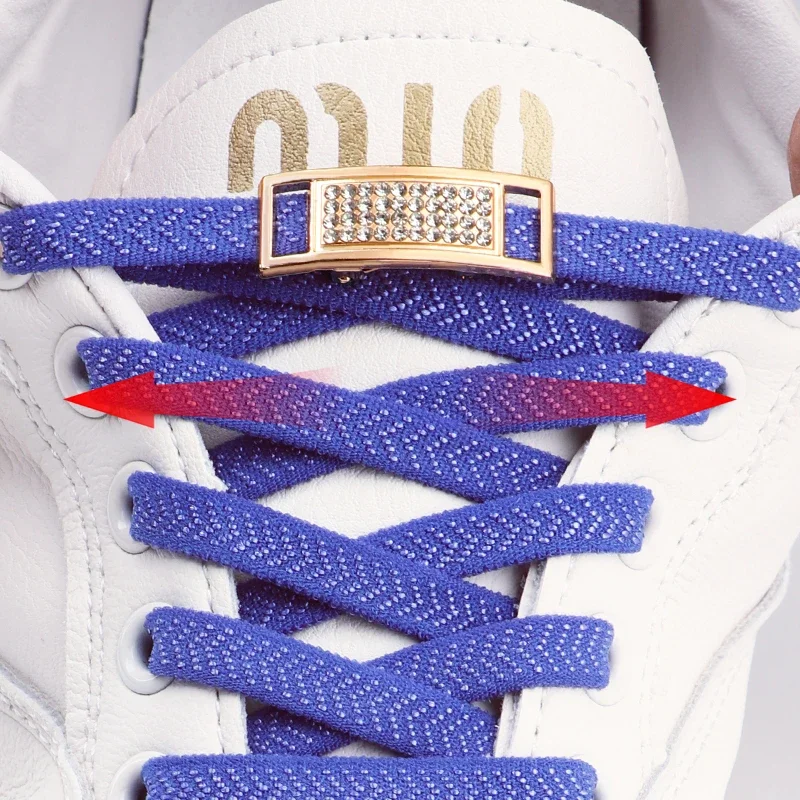 Gold Diamond Buckle Shoelaces Without Ties Flat Shoelace for Shoes Accessories Elastic Laces Sneakers Tennis No Tie Shoe Laces