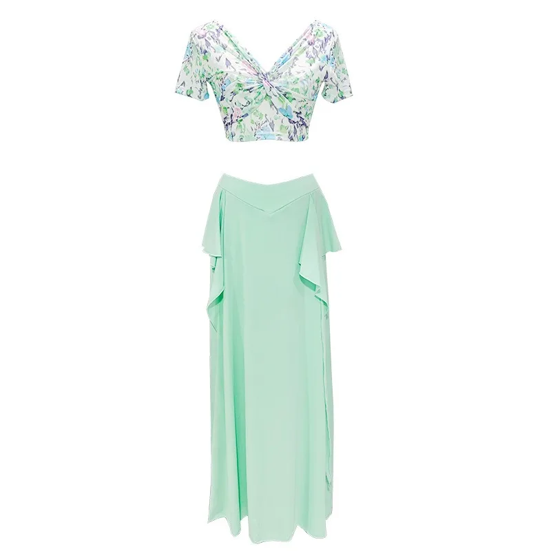 Trajes de danza del vientre personalizados, nuevo vestido de práctica, falda larga de malla estampada, conjunto de traje de actuación de danza oriental, vestido de equipo, 2025