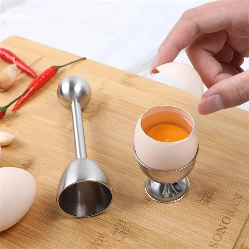 Stainless Steel Egg Topper Shell Opener Egg Cutter Cracker Metal Egg Cups Stand Holders for Soft Hard Boiled Eggs Kitchen Tools