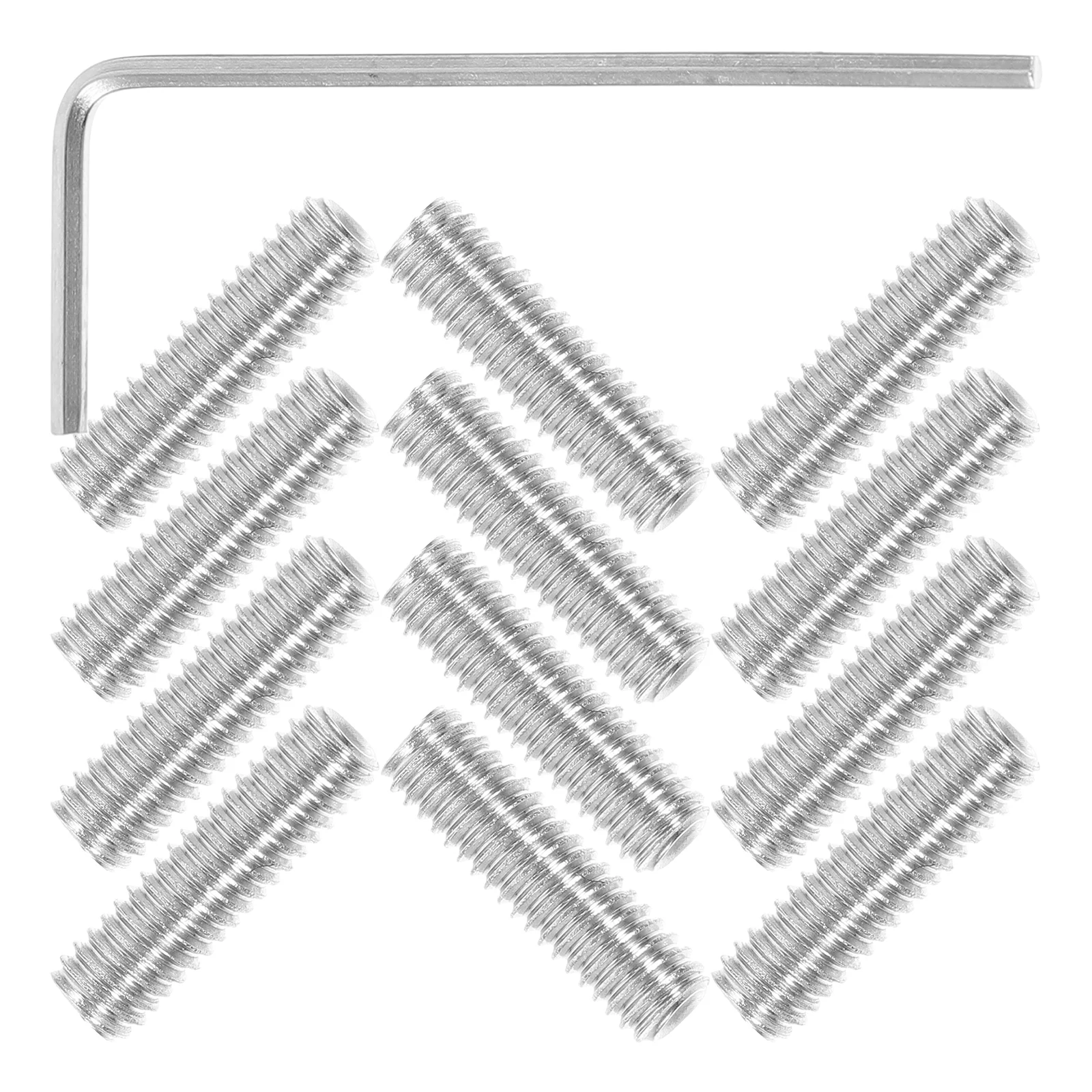 

12 Pcs Guitar Bridge Saddles Screws 3x10mm ST Electric Height Adjustment Metal Replacements Wrench Included