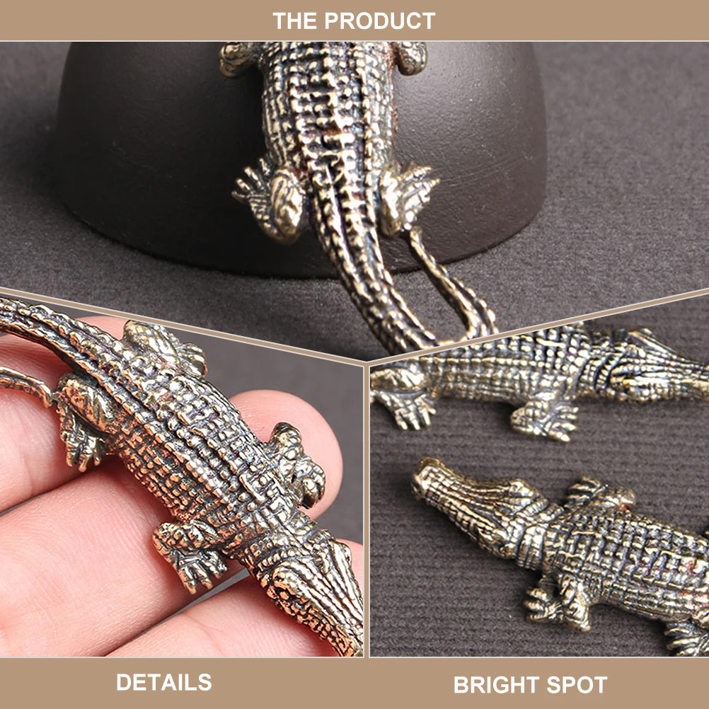 

3pcs Crocodile Keychain Brass Bag Charm Small Alligator Pendant DIY Hanging Decor Retro Jewelry Accessories