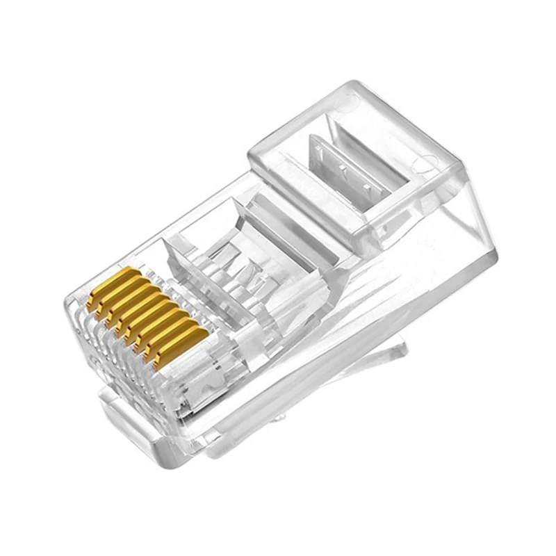 Gold Plated Network Modular Plug Crimper RJ45 Ethernet Cable Head Connector Panel CAT5 LAN Internet Cafes Computers Routers