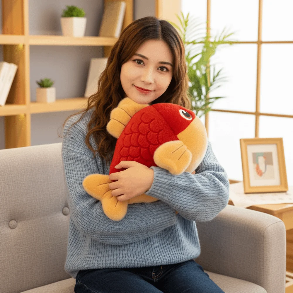 New Popular Cute Simulated Red Carp Material Stuffed Carp Fish Cartoon Captured In Reality Koi Abundant Harvest