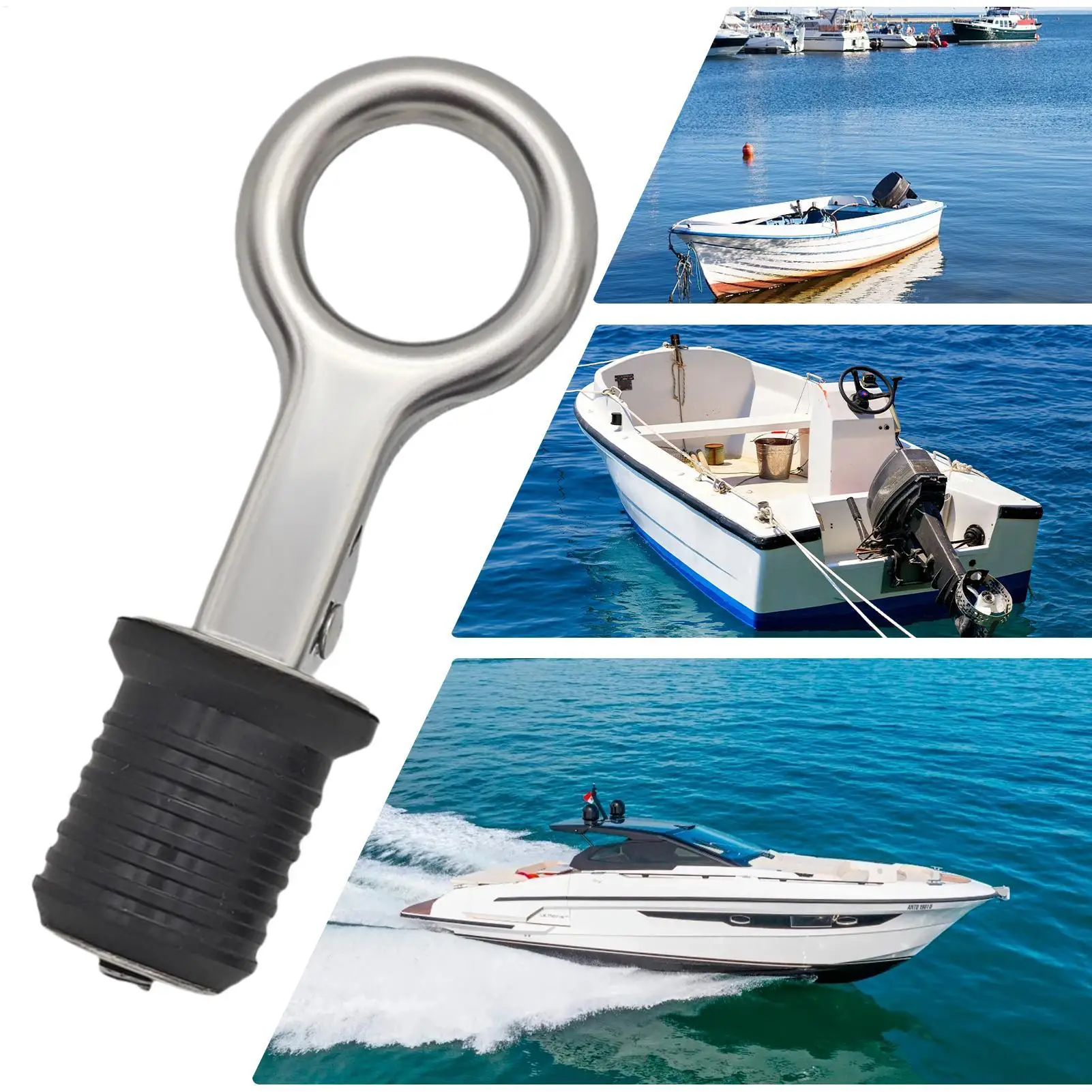 Boat Drain Plug Marine Plumbing Scupper Stopper Pull-ring rubber expansion plug for Yacht Canoe Pontoon Replacement Drain Plug view 3