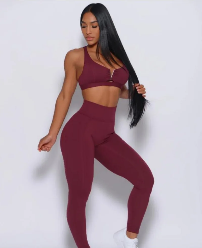 Yoga Set 2pcs Seamless Women Sportswear Workout Clothes Athletic Wear Gym Legging Fitness Bra Crop Top Long Sleeve Sports Suits