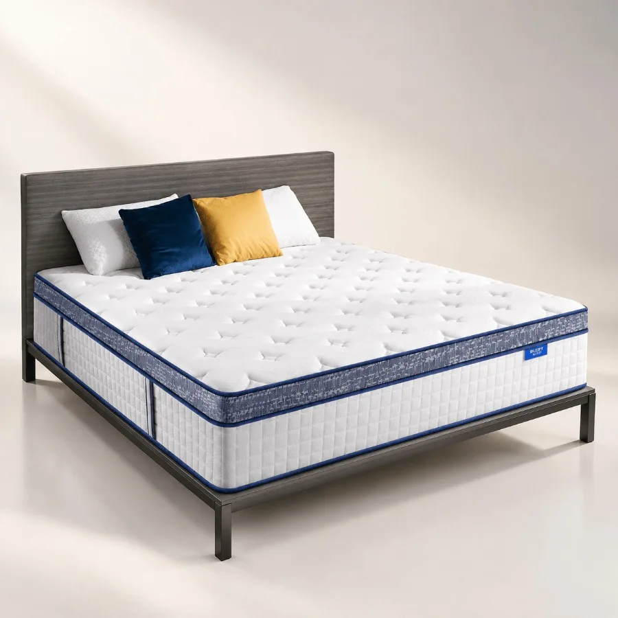 Queen Mattress, 10 Inch Hybrid with Memory Foam, Cooling Gel, Medium Firm for Sleep Support and Temperature Regulation