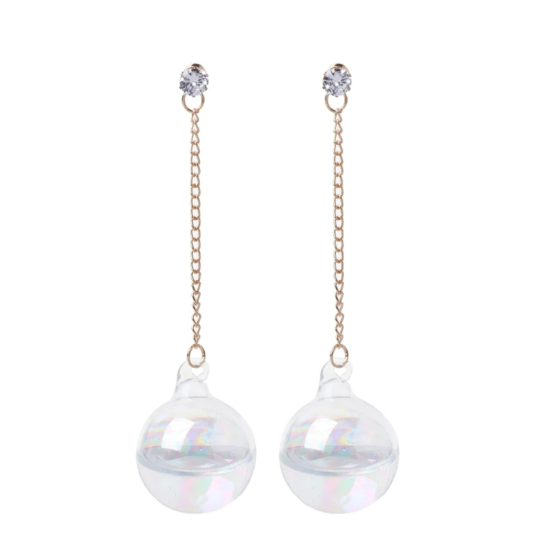 Classic Shiny AB Clear Earrings Bubble Ball Glass Water Inside Drop Earrings Transparent Dangle Earrings Gift for Female