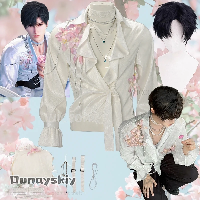 

Zayne Lishen Game Love And Deepspace Cosplay Costume Flower Shirt Sexy Handsome Anime Uniform Wigs Halloween Party Customized