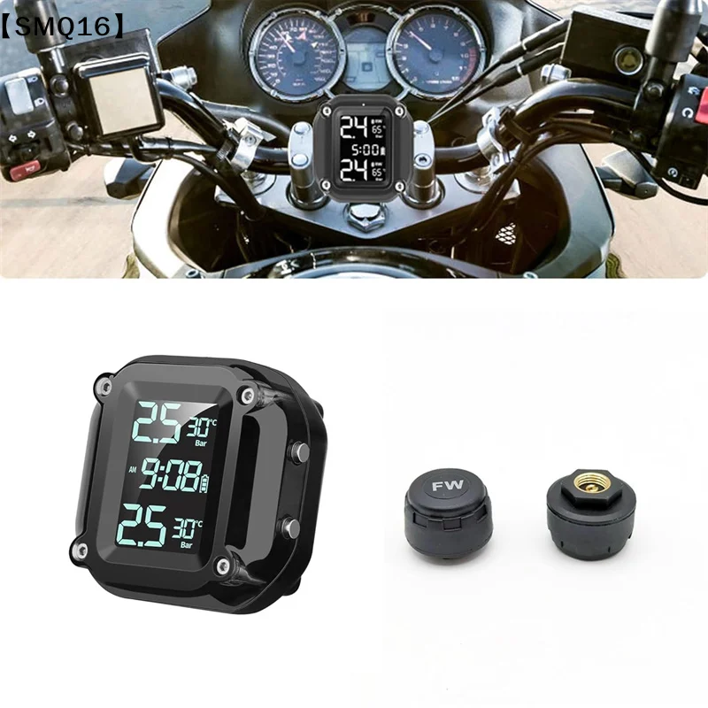 M5 Motorcycle TPMS Wireless Motorbike Motorcycle Tyre Pressure Monitoring Alarm System With 2 External Sensors 5 Alarm 【SMQ】