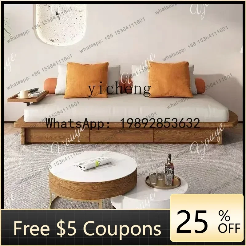 

YFY FF Living Room Small Apartment Drawer Storage Double Three-Seat Solid Wood Sofa Bed