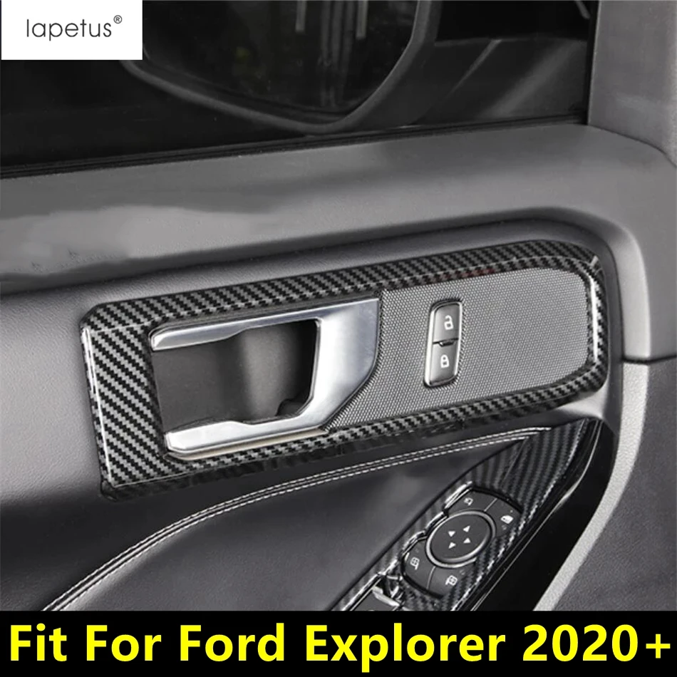 

Car Inner Door Armrest Handle Bowl Panel Frame Cover Trim For Ford Explorer 2020 - 2023 ABS Carbon Fiber Interior Accessories