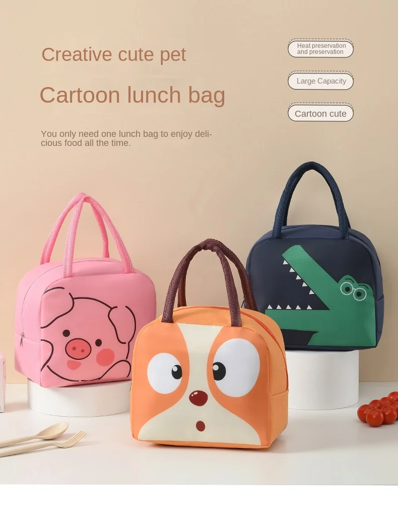 Cartoon Mittagessen Tasche Tragbare Nette Pet Mittagessen Tasche Oxford Tuch Verdickte Isolierung Tasche Frische Handheld Eis Pack Lunch Box Tasche – Detail 1