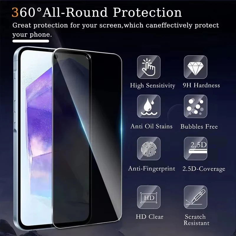 

1-5PCS Privacy Temered Glass For Samsung Galaxy A55 5G A56 5G A15 A16 For Samsung A17 A07 A52 A51 A50 Screen Protector Anti-Spy