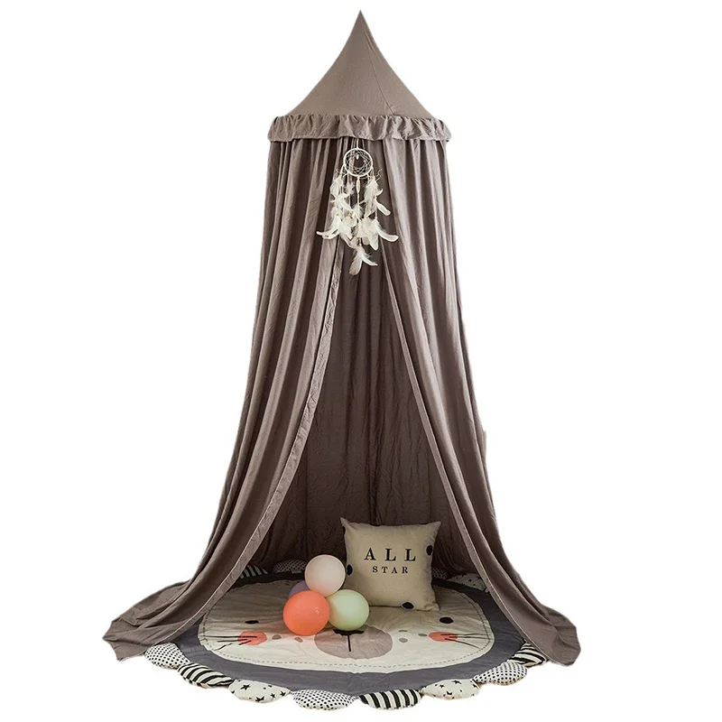 Pink Grey White Kids Tent Baby Bed Crib Canopy Curtain Round Hung Dome Mosquito Net for Baby Bedroom Decoration Child Play Tent