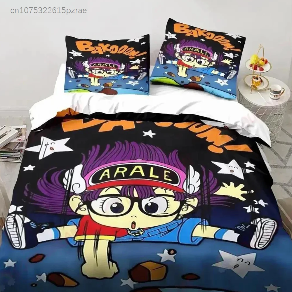 Cartoon DR S-Slump Arale Anime Bedding Set Printed Bed Set With Pillowcase Bed Duvet Cover Soft Queen King Size Bedclothes Home