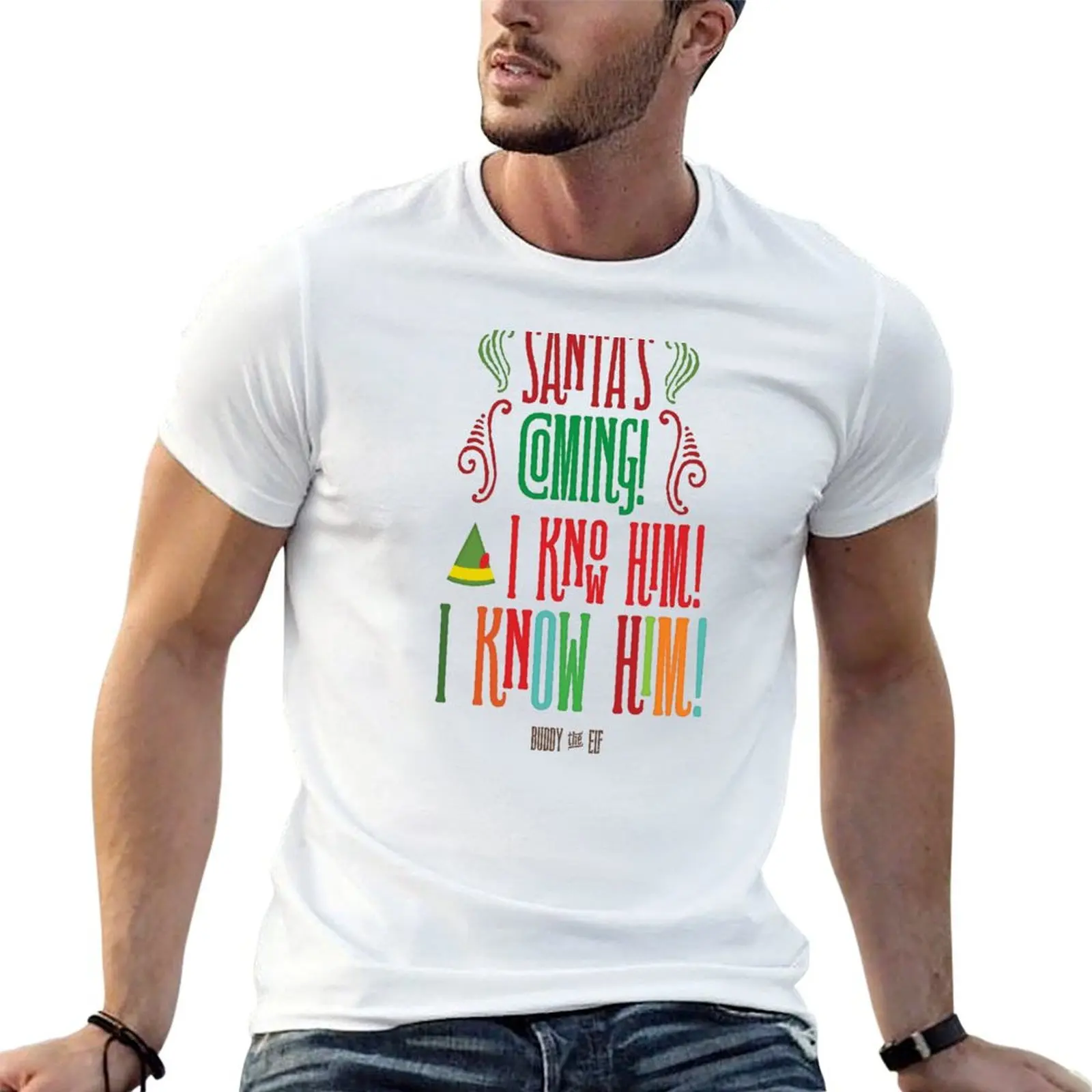 Buddy the Elf! Santa's Coming! I know him! T-Shirt Work Outdoor Short Sleeve Tee