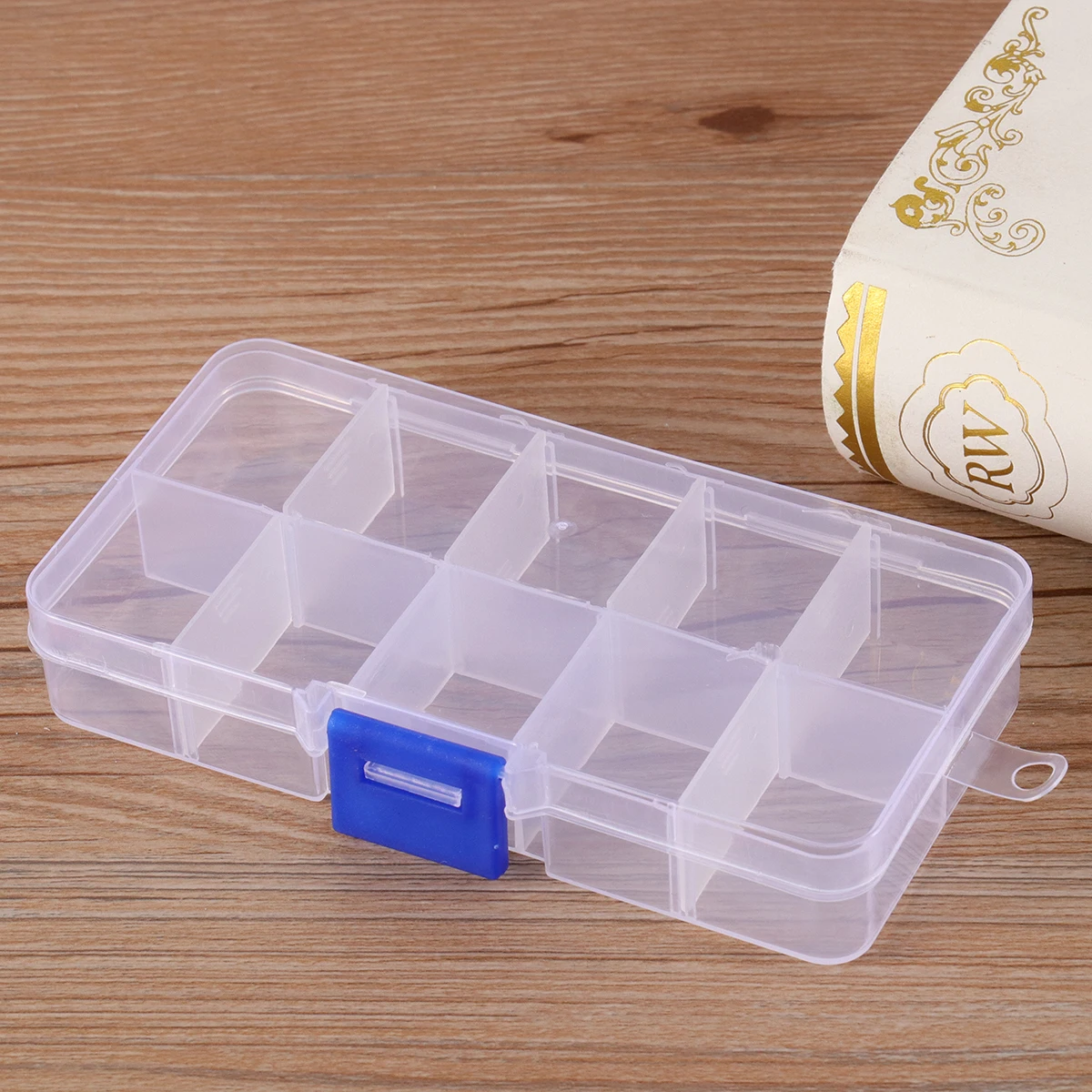 

Transparent Earring Storage Box Jewelry Organizer Home Beads Holder Bedroom Office Plastic Case With Blue Buckle White