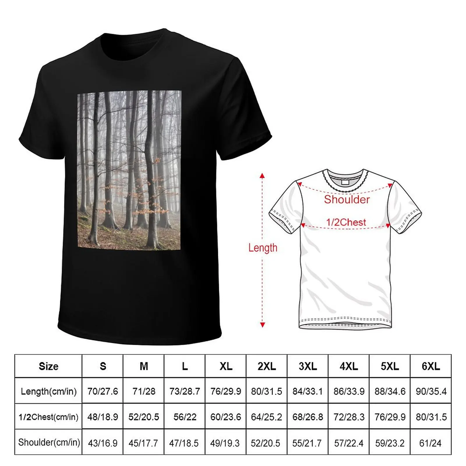 Beech Tree Woodland and Mist T-Shirt Summer Sports Quick Dry T-Shirt