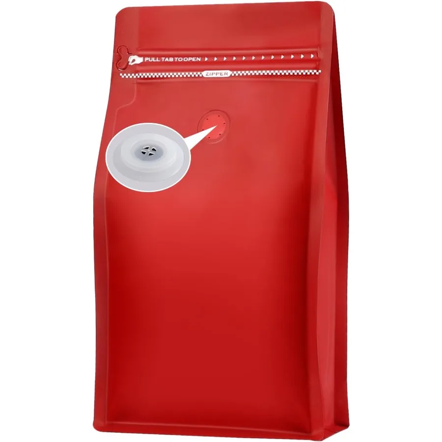 

Coffee Bags with Valve 100pcs16oz Red High Barrier Aluminumed Foil Flat Bm Standing Coffee Beans Storage Bags Reusable Heat Sea