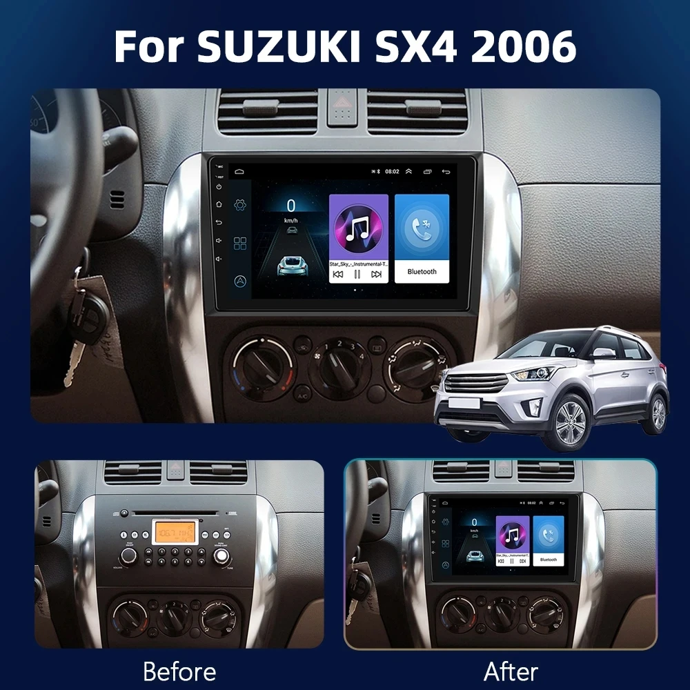 Carplay Android Auto Wireless For Suzuki SX4 2006-2013 For Fiat Sedici 2005-2014 Multimedia Player Automotive Car Radio Video 4G