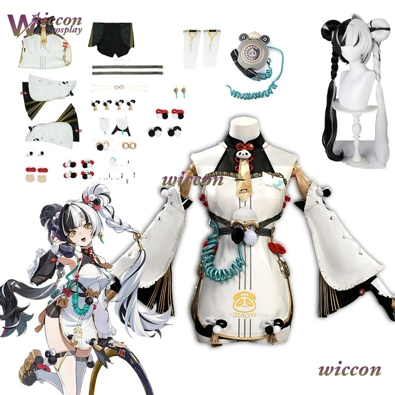 

Women Cute Uniforms Ancient Dress ZZZ Dialyn Cosplay Costume Women Panda Girls Costume Wig Zenless Zone Zero Halloween Props