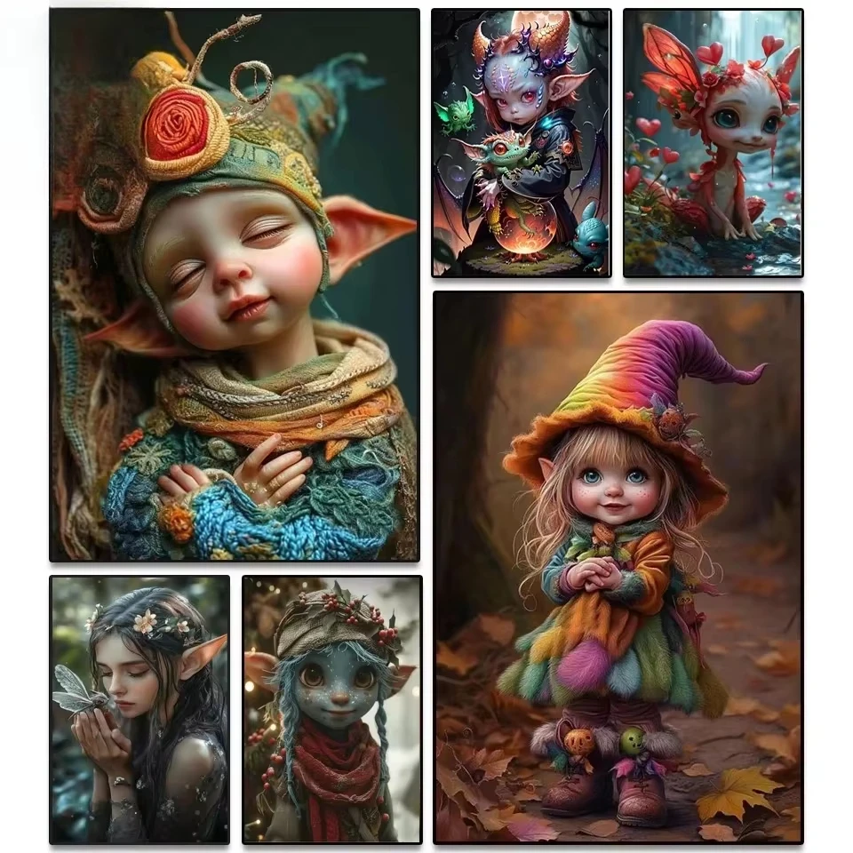

Oil Painting By Number Cartoon Cute Elf Home Decoration Painting Wall Bedroom Room Decor Gift Frameless