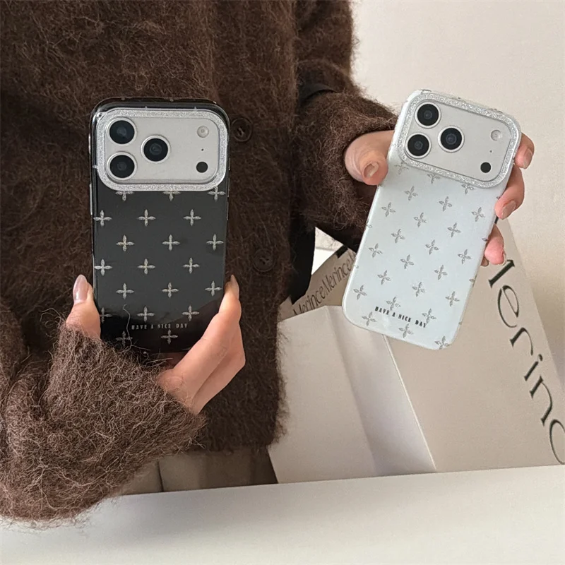 

Fashion Cute Glitter Stars Phone Case For iPhone 17 Pro 16 15 14 Pro Max Cover with Hand Strap Shockproof Protective Cases Girls