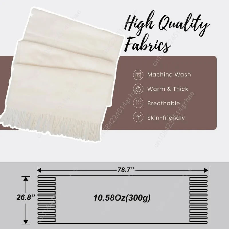 وشاح شتوي للنساء والرجال للطقس البارد - أوشحة شالات دافئة ناعمة مع شرابات (78.7 بوصة * 26.8 بوصة)