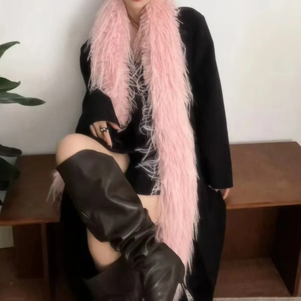 

Korean Designer Runway Style Thick Scarf Fashionable Plush Long Strip Scarf Women's Imitation Mink Fur Y2K Girl Scarf for Warm
