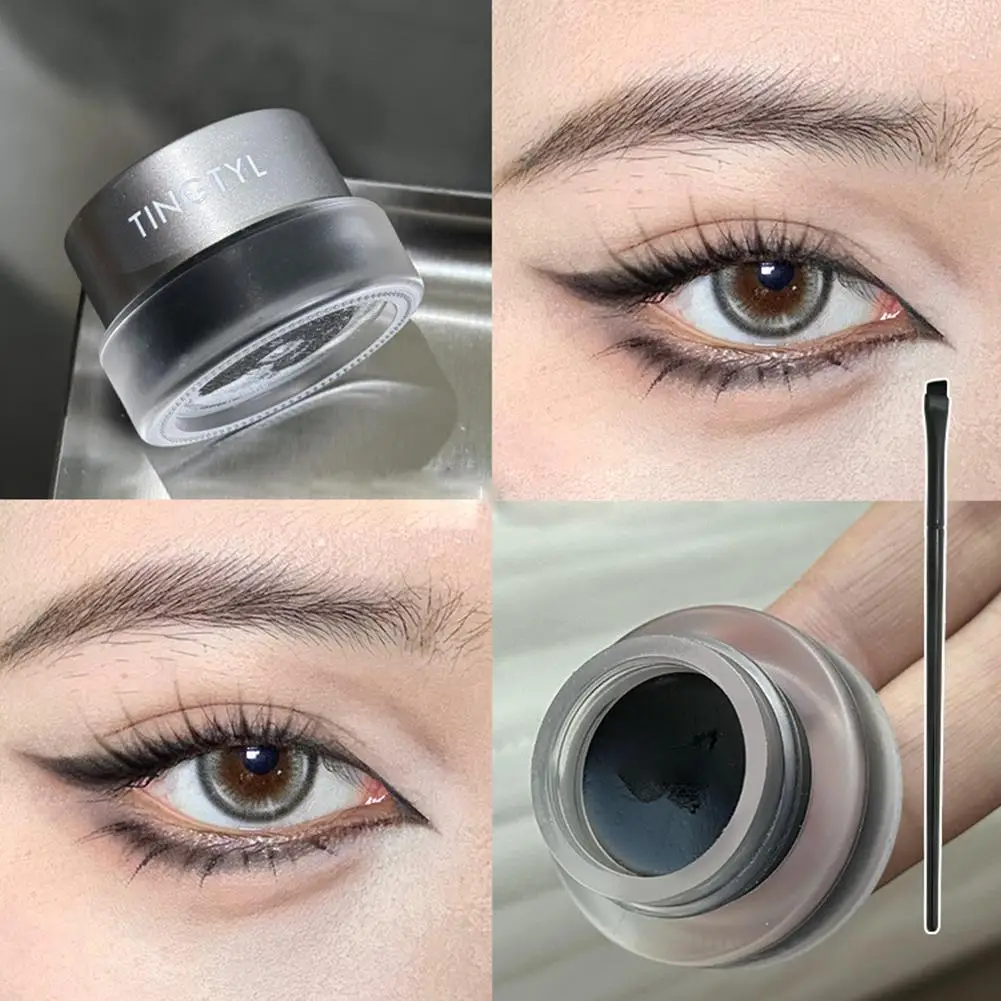 Crema per eyeliner nera Cosmetici di bellezza impermeabili Eyeliner gel a lunga durata Ombretto Strumenti per trucco con set di pennelli Eye Liner