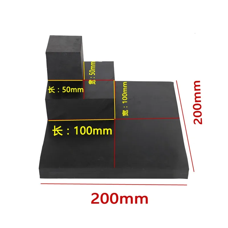 1Pcs สีดำแผ่นยาง Damping ปะเก็น Pad 50X50มม.100X100Mm 200X200Mm หนา10Mm 15Mm 20Mm 30Mm 50Mm