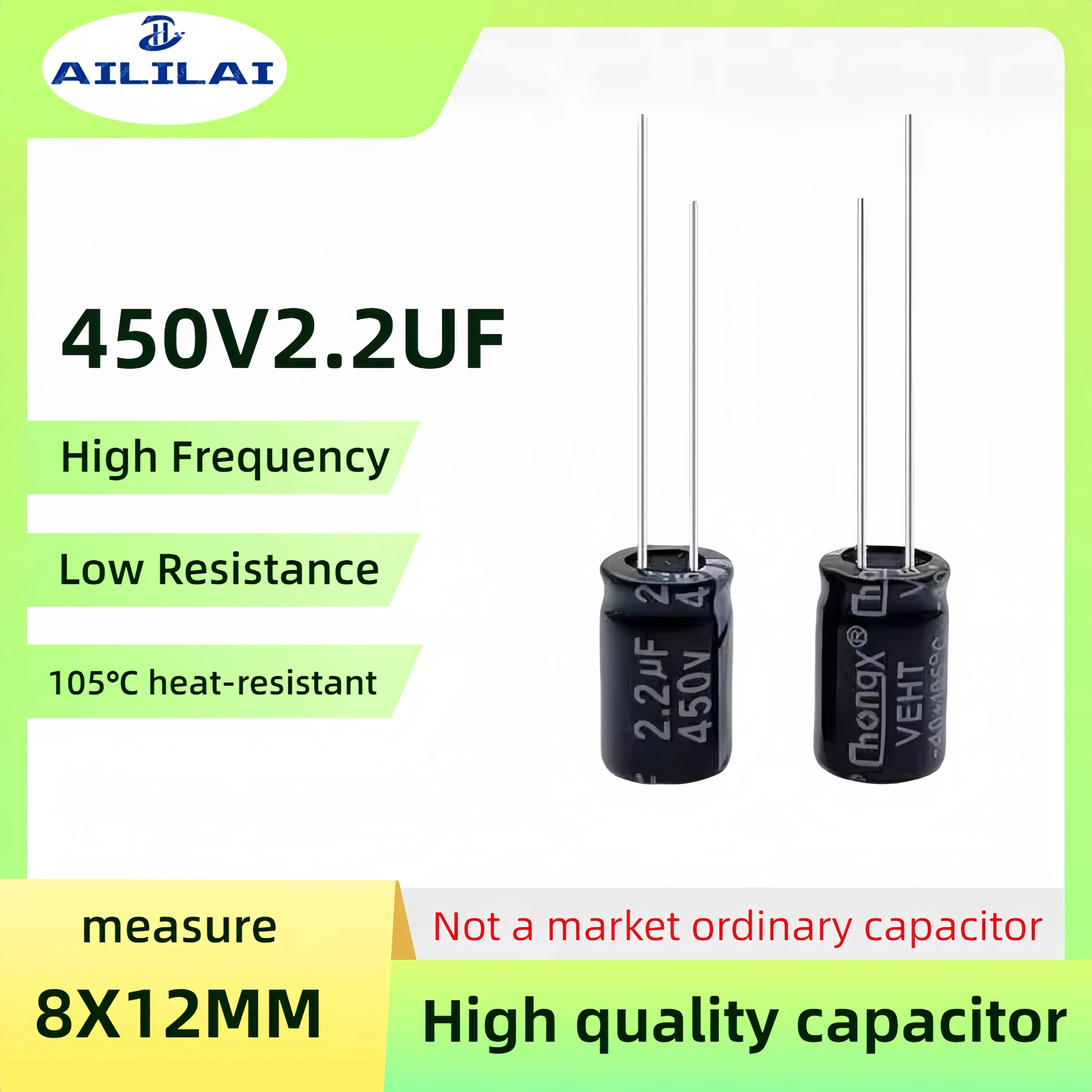 20PCS Original 450v2.2uf Low ESR/Impedance High Frequency 450V 2.2UF Aluminum Electrolytic Capacitor 450V2.2F Size: 8X12MM