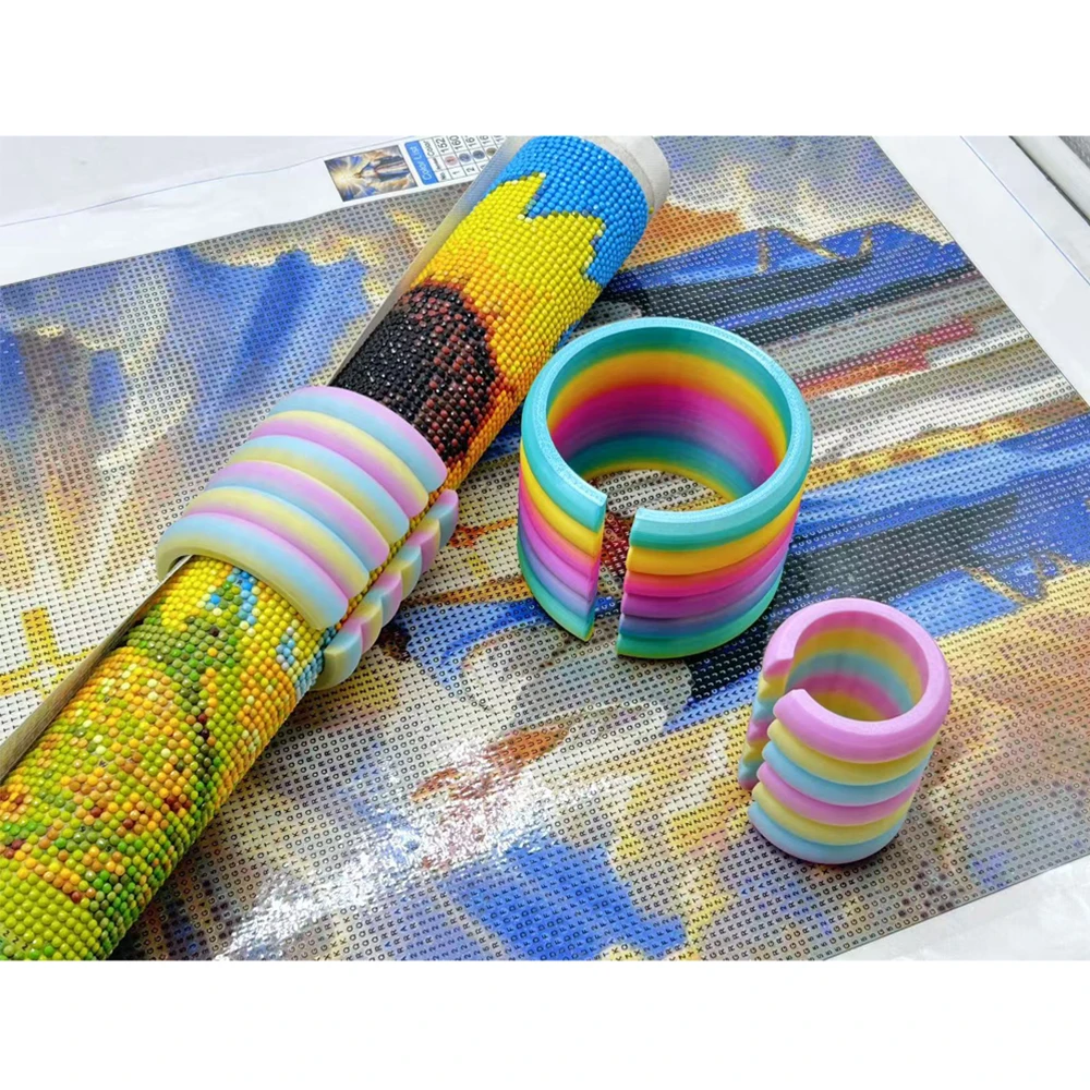 إكسسوارات اللوحة الماسية حامل لفافة القماش - منظم بلاستيكي بألوان قوس قزح موفر للمساحة أدوات فنية ماسية ذاتية الصنع