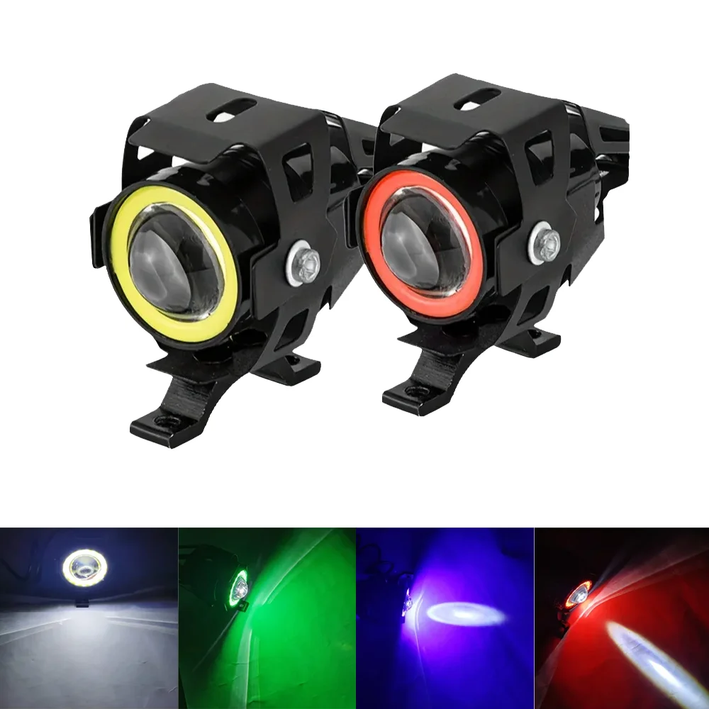 LED Auxiliary Motorcycle Headlight Fog Lights Universal Angel Eyes U7 Mini Motorcycle Spotlights Bicycle Lamp Accessories