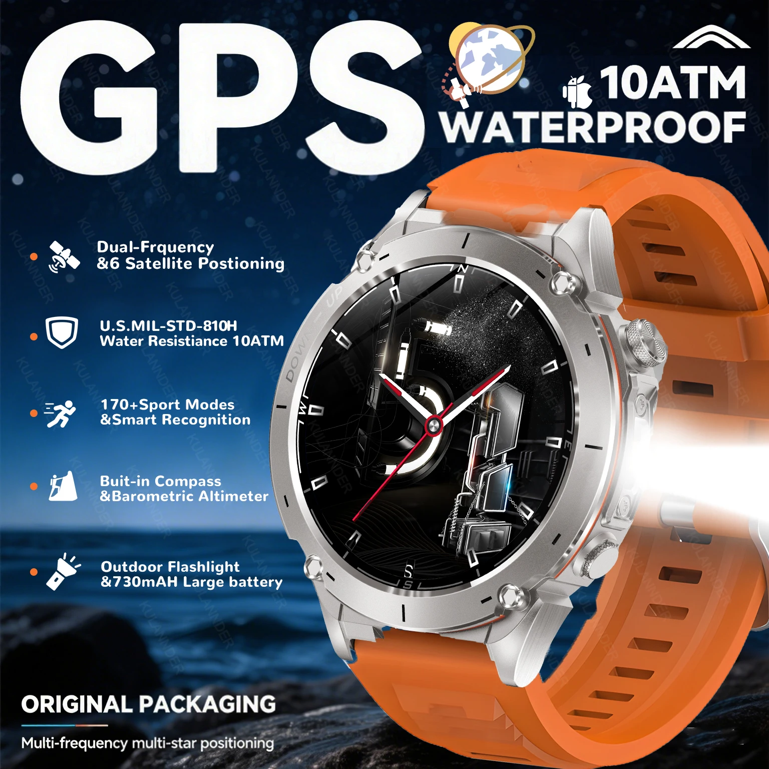 

New Military GPS Smart Watches Men 1.43" HD AMOLED Screen Built-in GNSS Compass 10ATM Waterproof Outdoor Smartwatch For Xiaomi