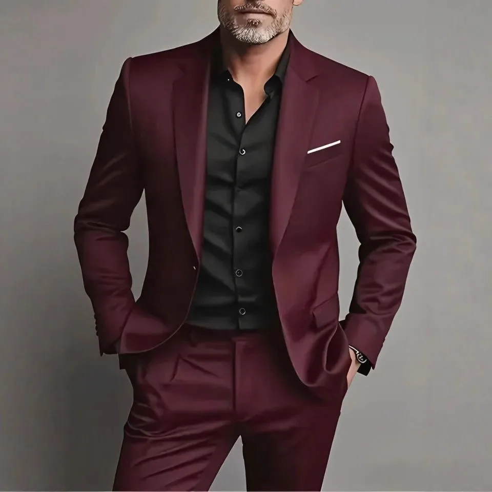 New 2026 Suit Men's Suit Two-piece Suit, Korean Version Slim-fitting Business Best Man Casual Suit