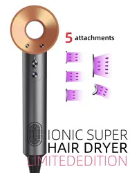 Professional Leafless Hair Dryer Negative Ion Quick Drying Home Powerful 5 Attachment Constant Anion Electric Hair Dryer