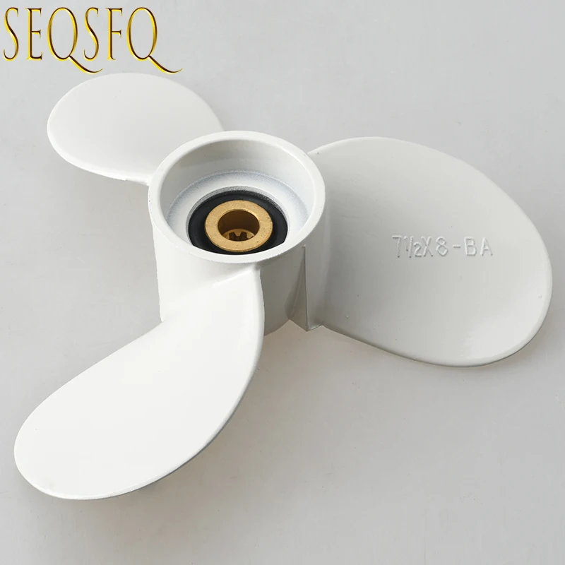 7 1/2X8-Ba Aluminum Alloy Outboard Propeller 6E0-45941-01-El For Yamaha Mariner 4-6Hp 3 Blades 9 Spline Tooth White R Rotation