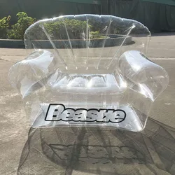 Sun Loungers PVC Transparent Inflatable Sofa Home Lounge Chair Outdoor Terrace Furniture Beach Camping Fan Shaped Lazy Armchair