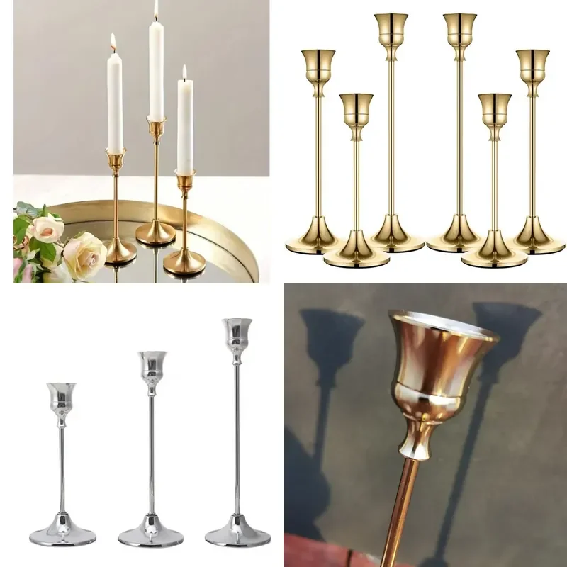 Silver Decorated Iron Wedding Candlesticks Lanterns Jars Suitable for Christmas Home Decoration