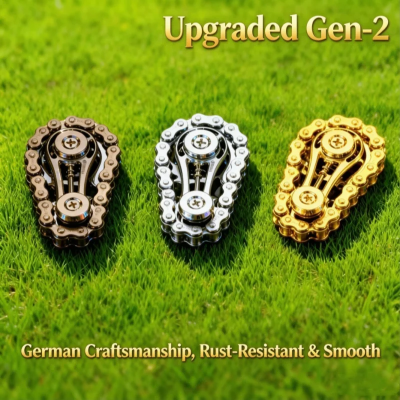 Fidget Chain Gear Fingertip Spinner Metal Sprocket Chain Fidget Toy Stress Relief Anxiety Reduction Mechanical Fidget Widget F