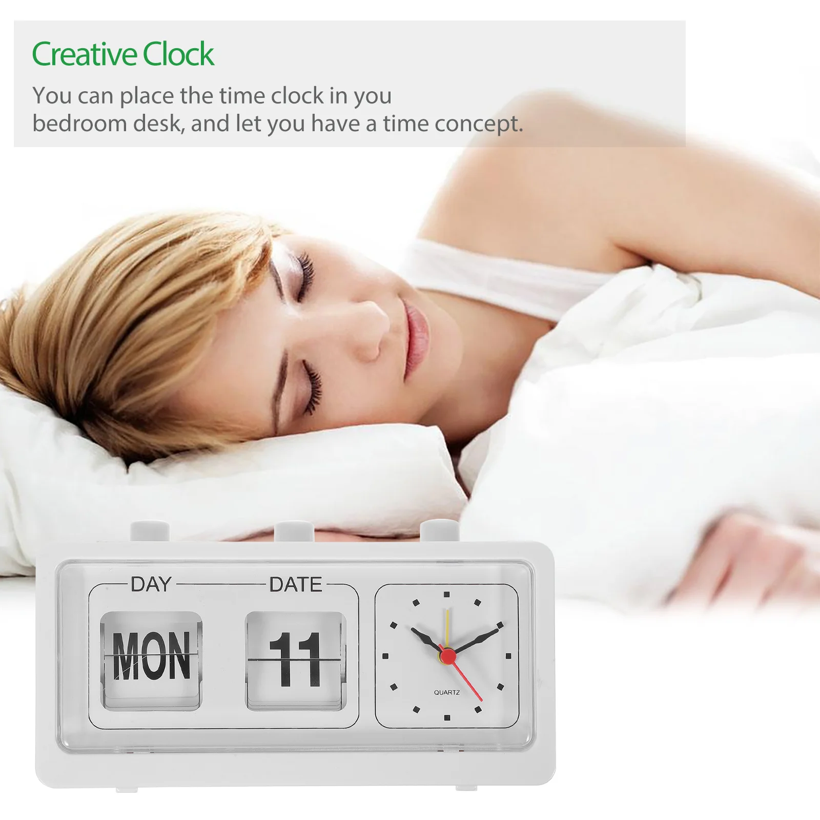 

Simple Manual Control Calendar Clock Use Time Clock with Date Week Display for Living Room Kitchen Office