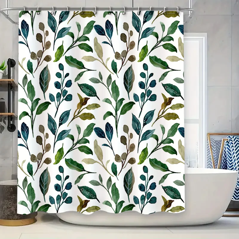 

Greenery Bath Shower CurtainFresh Leaf Design for Bathroom Decor Waterproof Fabric for Home Decoration in Various Sizes!