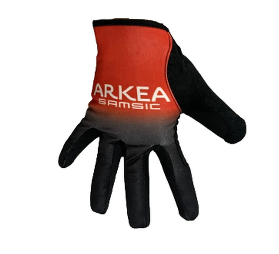 Winter Fleece Thermal ARKEA SAMSIC TEAM RED One Pair Full Finger Cycling Jersey Gloves MTB Road Mountain Gel Gloves