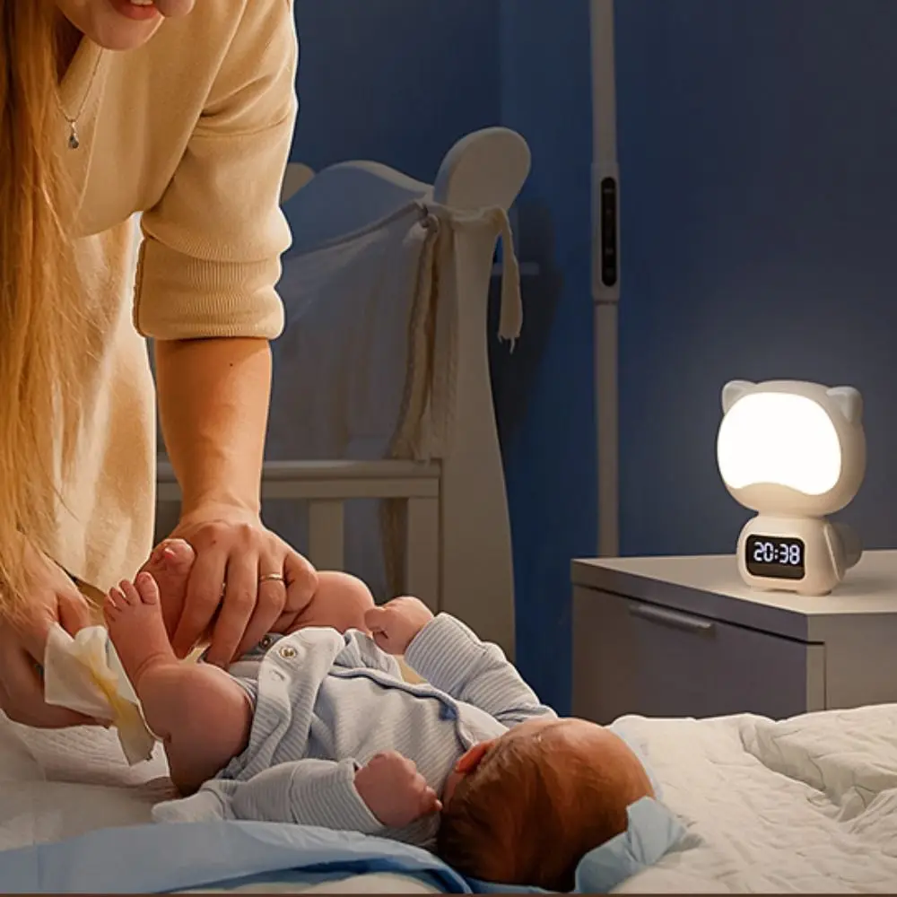 3 Color Remote Control Night Light Eye Protection Timer Function Nursing Lamp Remote Control with Digital Clock