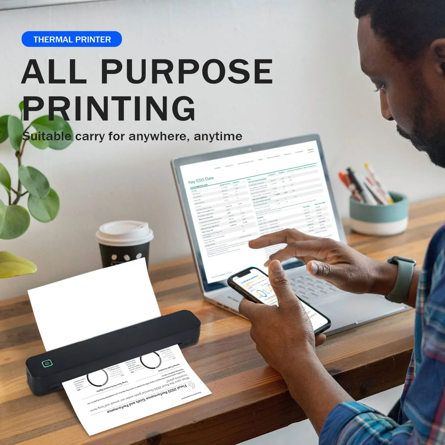 Wireless Portable 8-Inch Thermal Tattoo Printer Includes Transfer Sheets - for Smartphones, PCs, Home, Travel, Office & Creative