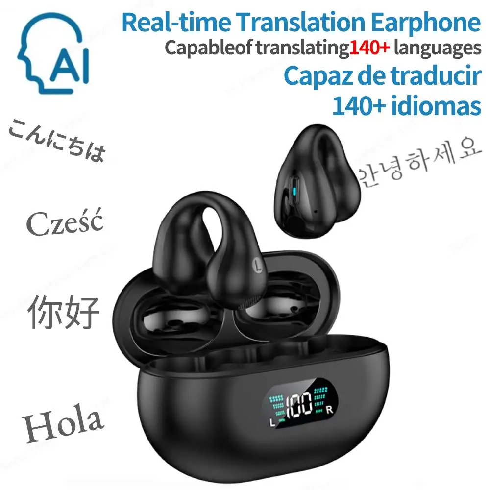 Real Time Language Translator Earbuds Open Ear AI Translation Earbuds BT5.3 Translation Pods Translator Earbuds for Android iOS