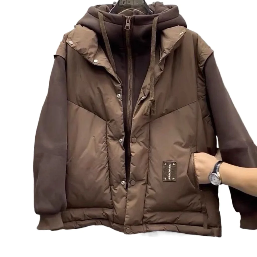 

Зимнее новое стильное двухслойное хлопковое пальто с капюшоном 2026 для мужчин, теплая модная модная и повседневная толстая куртка для повседневной носки