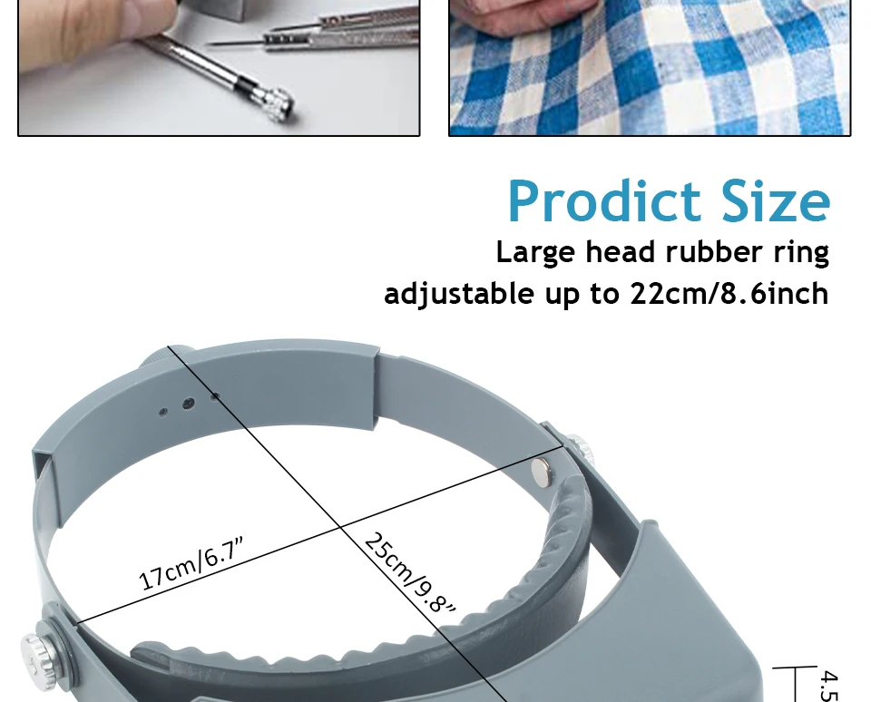 Head-mounted Double Lens Magnifying Glass with 4 Magnifications for Jewelry and Reading
