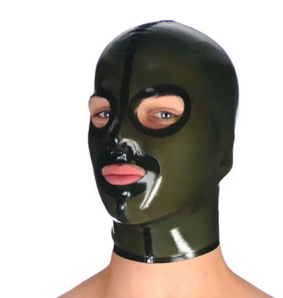 

Dark Green Latex Rubber Hood/mask Open Eyes Oral Party Fetish Role Play